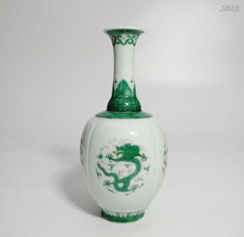 Chinese Green Glazed Porcelain Vase,Mark