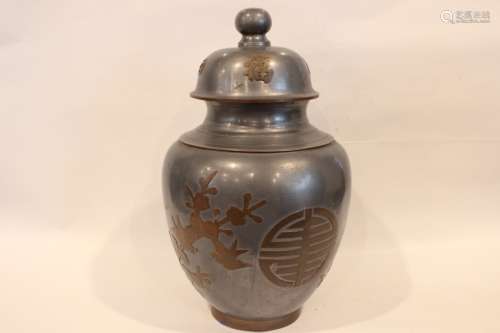 Chinese Pewter Tea Caddy