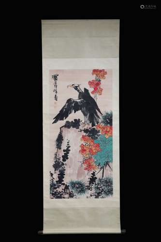 Chinese Ink Color Painting w Calligraphy