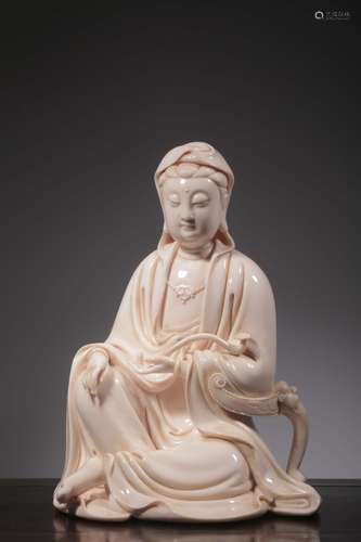 Chinese Blanc De Porcelain Guanyin Figural,Mark