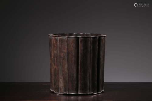 Chinese Zitan Wood Carved Brushpot