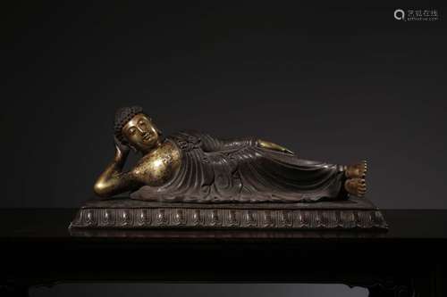 Chinese Gilt Bronze Buddha w Original Base