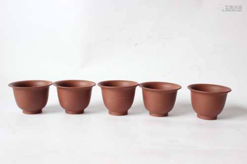 Group of Five Chinese Zisha Cups