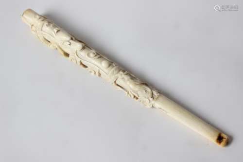 Chinese Bone Carved Pipe