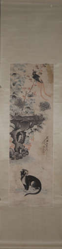 A Chinese cat painting, Unknown mark