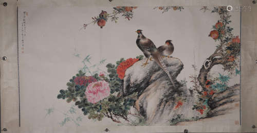 A Chinese bird-and-flower painting, Yan Bolong mark
