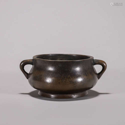 A double-eared copper censer