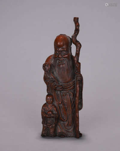 A bamboo carved figure ornament