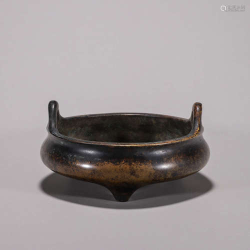 A three-legged double-eared copper censer