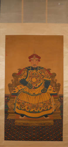 A Chinese figure painting, Lang Shining mark