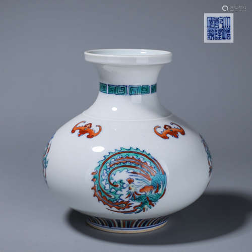 A doucai phoenix and dragon porcelain vase