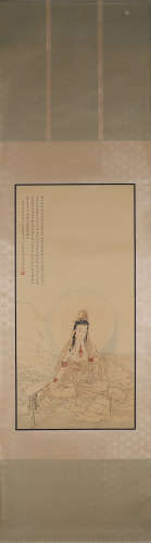 A Chinese Guanyin painting, Lu Xiaoman mark