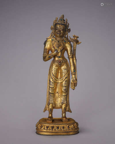 A gilding copper Vajrasattva statue