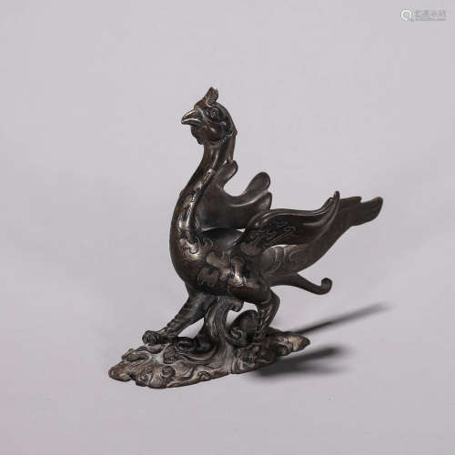 A bronze phoenix bird ornament
