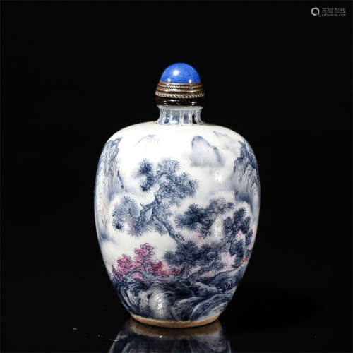 A landscape porcelain snuff bottle