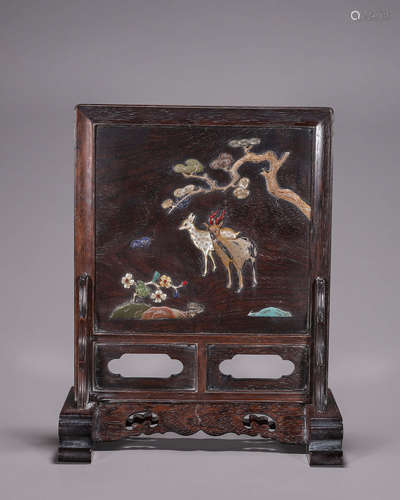 A fragrant rosewood gem-inlaid deer screen