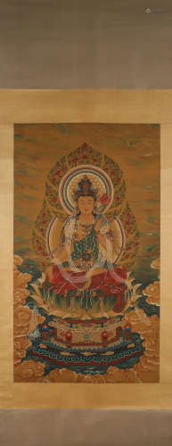 A Chinese buddha painting, Ding Guanpeng mark