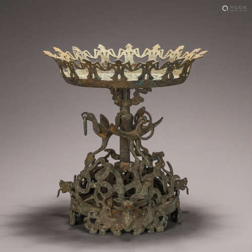 A kui dragon patterned bronze candlestick