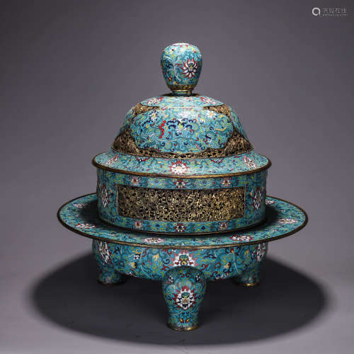 A gilding cloisonne incense burner