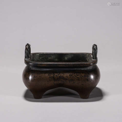 A double-eared copper censer