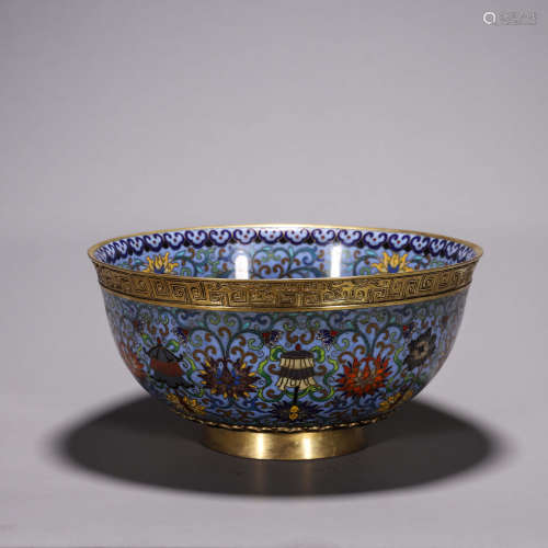 A flower patterned gilding cloisonne bowl