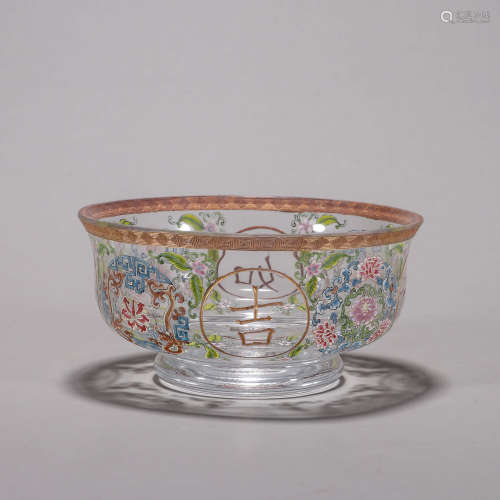 A painted glass bowl