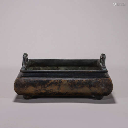 A double-eared copper censer