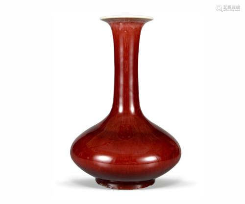 清中期 郎红釉荸荠瓶