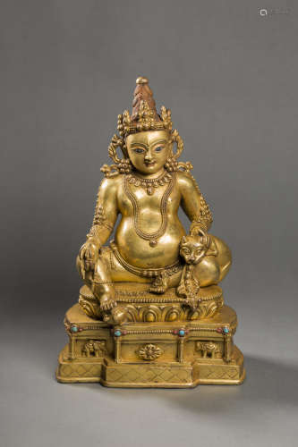 Copper and Golden Buddha Statue from Qing