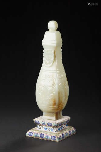HeTian Jade Vase from Qing