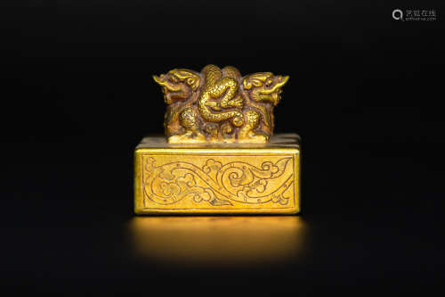 Copper Gilding Golden Seal from Tang