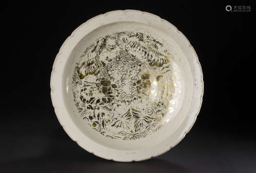 Ding Kiln Tracing Golden Plate