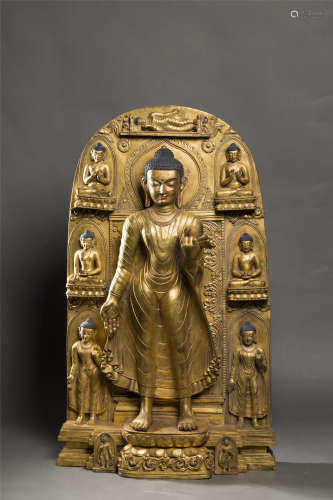 Copper and Golden Sakyamuni FIgure from Ming