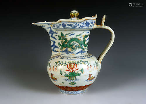 Blue and white Kiln Colored Pot from Ming