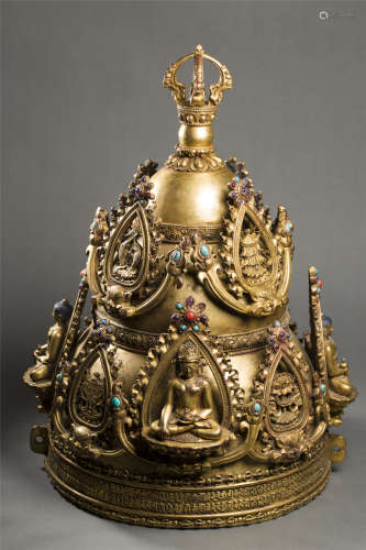 Copper and Golden Buddhist Head from 11st Century