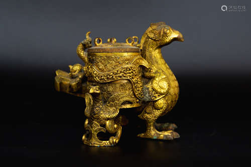 Copper and Golden Cup in Bird form