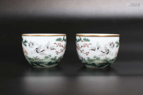 A Pair of Colour Enamels Cup from Qing