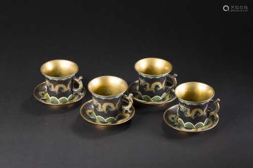 A Set of Closionne Tea Cup from Qing
