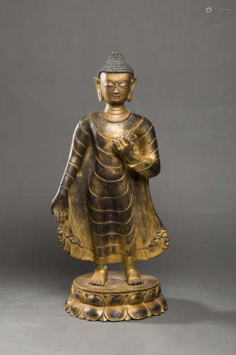 Copper and Golden Sakyamuni  Statue from Qing