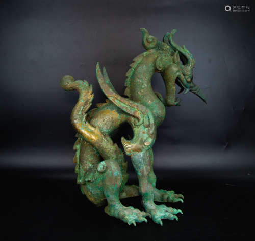 Copper Dragon Ornament from Tang