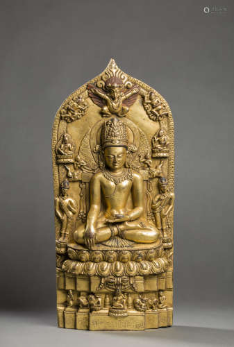 Copper and Golden Sakyamuni Statue from 13rd Century