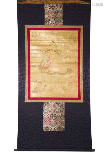 Tapestry of Painting Golden Buddha Figure