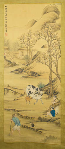 Ink Painting of Farming from MaJin