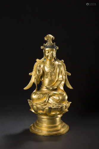 Copper and Golden Sakyamuni Statue from Qing