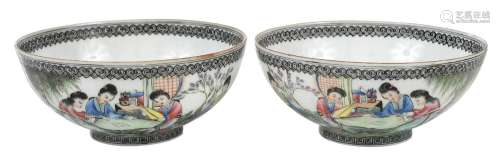 Two Chinese Eggshell Enameled Bowls