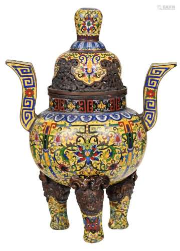 Chinese Cloisonn‚ Lidded Censer