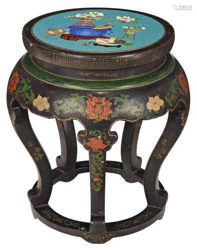 Chinese Cloisonn‚ Lacquered and Polychromed Tabaret