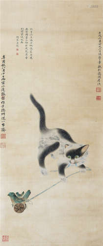 张小蓬（清） 猫戏图