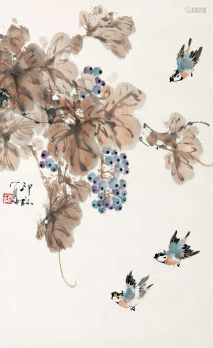 萧朗（1917-2010） 葡萄麻雀