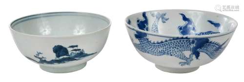 Two Chinese Blue and White Porcelain Bowls